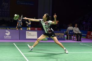 Spielerin Yvonne Li auf dem Platz beim Badminton