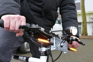 Beleuchtungskonzept: Das aufgerüstete Fahrrad der FH in der Nahaufnahme
