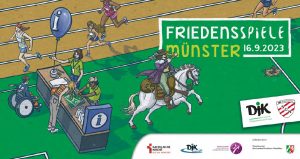 Postkartenmotiv Friedensspiele Münster 2023